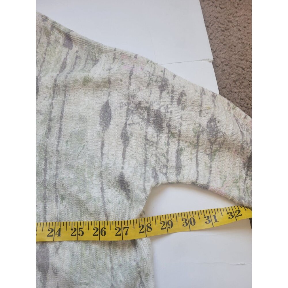 Pure Jill Forest Pattern Linen Blend 3/4 Sleeve Blouse Size M Lagenlook Casual - Picture 8 of 10